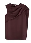ERDEM ERDEM ASYMMETRIC DRAPED SATIN TOP