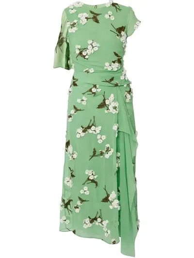 Erdem Verziertes Chiffon-midikleid In Grün