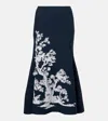 Erdem Etching Jacquard A-line Knit Midi Skirt In Blue