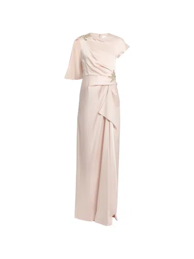 Erdem Asymmetric Short-sleeve Gown Dress In Pink