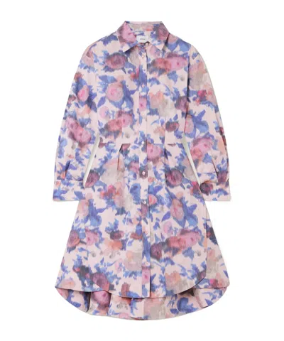 Erdem Asymmetric Floral-print Cotton-poplin Mini Shirt Dress In Pink