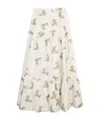Erdem Embroidered Tiered Cotton-blend Midi Skirt