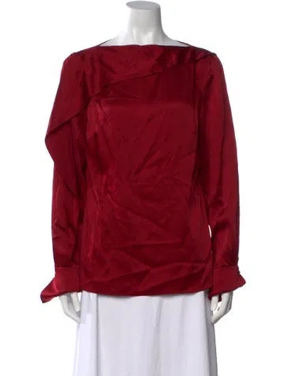 Pre-owned Erdem Bateau Neckline Long Sleeve Blouse In Red