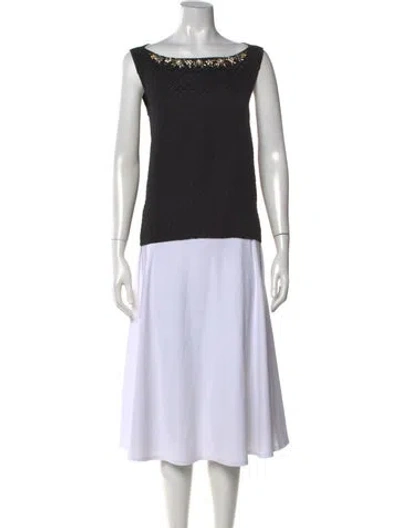 Pre-owned Erdem Bateau Neckline Sleeveless Top In Black