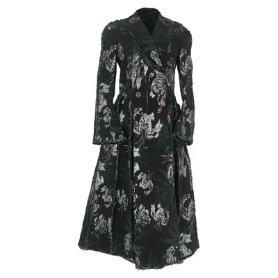 Pre-owned Erdem Baxter Double-breasted Metallic Jacquard Maxi Dress In Black Polyester