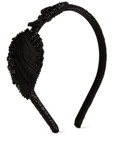 Erdem Beaded Headband In Black