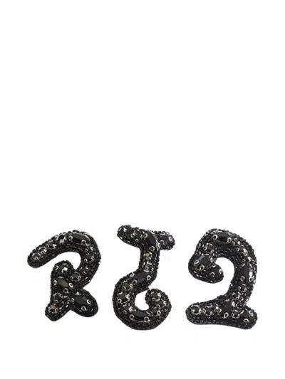 Erdem Bead-embellished Brooches In Black