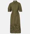 Erdem Belted Cotton-blend Shirt Dress In Grün