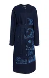 Erdem Belted Cotton Coat In Blue