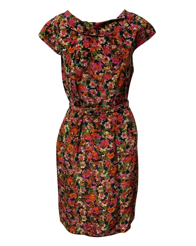 Erdem Belted Dress In Floral Print Silk In Multi