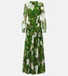 Erdem Belted Floral Gown In Green