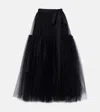 Erdem Belted Tulle Midi Skirt In Black
