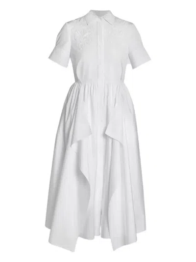 Erdem Embroidered Shirt Dress In White