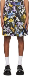 Erdem Miles Floral-print Linen Shorts In Black + Multi