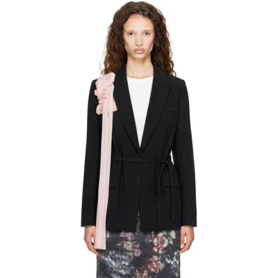 Erdem Black Double Breasted Belted Blazer