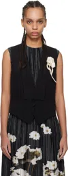 Erdem Carnation Brooch-detail Waistcoat In Black
