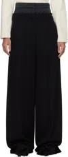 ERDEM BLACK WIDE LEG TROUSERS