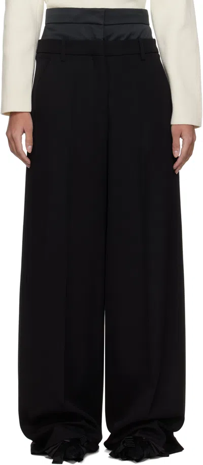 ERDEM BLACK WIDE LEG TROUSERS