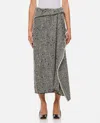 Erdem Draped Herringbone Midi Skirt In Black