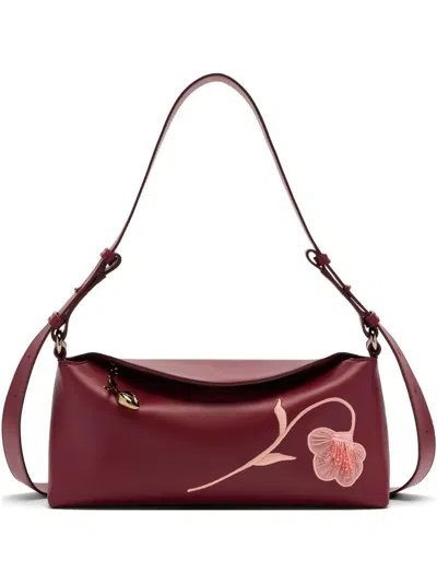 Erdem Bloom Embroidered Leather East West Bag In Red