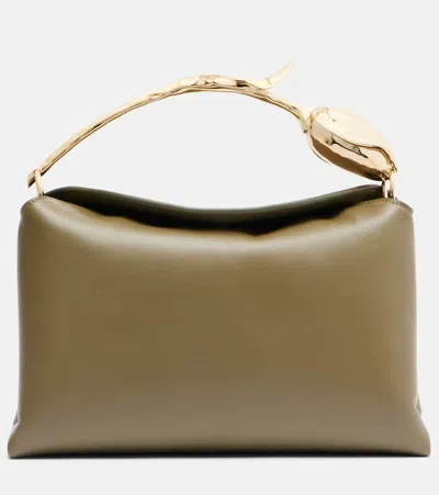 Erdem Bloom Medium Leather Top-handle Bag In Green