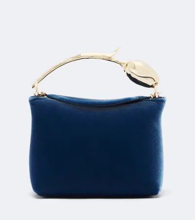 Erdem Bloom Micro Velvet Top-handle Bag In Blue