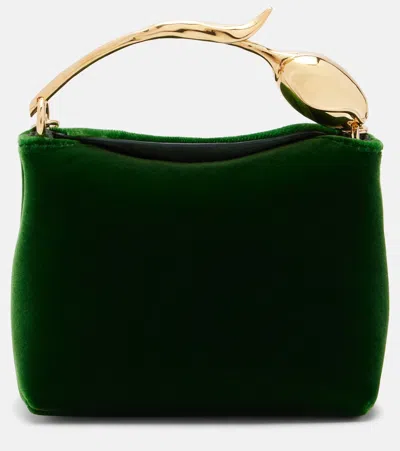 Erdem Bloom Micro Velvet Top-handle Bag In Green