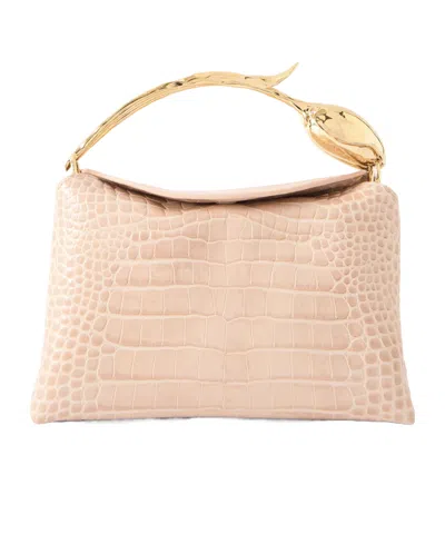 Erdem Bloom Midi Embellished Croc-effect Leather Shoulder Bag In Pattern