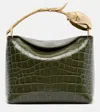 Erdem Bloom Mini Croc-effect Leather Tote Bag In Green