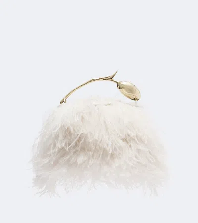 Erdem Bloom Mini Fringed Top-handle Bag In Weiss