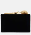 Erdem Bloom Mini Velvet Clutch In Black