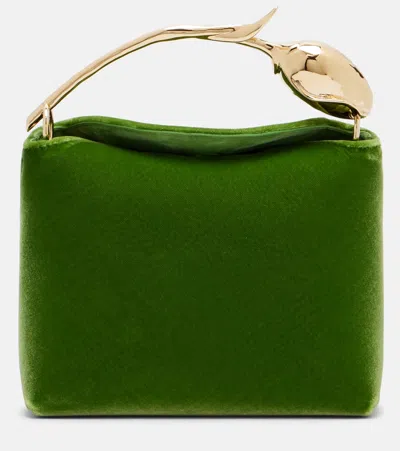 Erdem Bloom Mini Velvet Top-handle Bag In Green