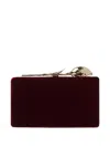 Erdem Bloom Rose-embellished Velvet Clutch Bag In Red