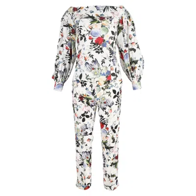Erdem Blouse And Trousers Set In Floral Print Silk In Multi