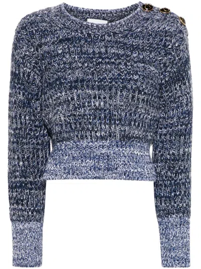 ERDEM BLUE MELANGE-KNIT WOOL SWEATER
