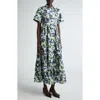 Erdem Floral Tiered Cotton Poplin Midi Dress In White