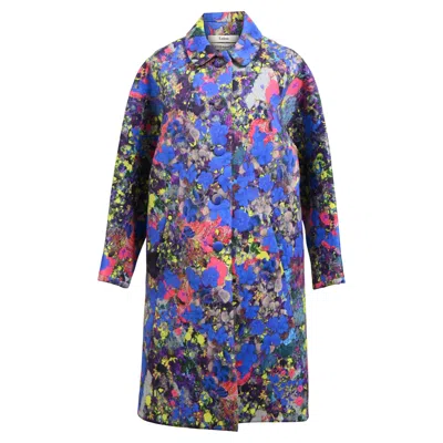 Erdem Bonnie Printed Coat In Blue Neoprene