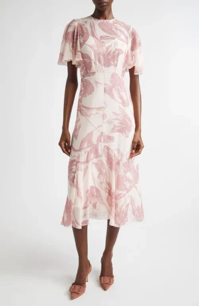 Erdem Botanical Engraving Silk Voile A-line Midi Dress In Neutral