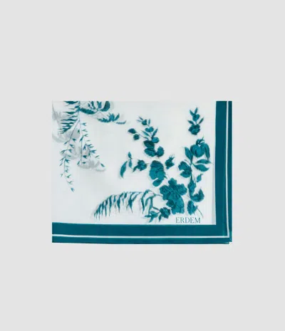 Erdem Botanical Print Cotton Voile Pareo In Blue