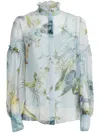 Erdem Brealey Silk Voile Shirt With Floral Print In Blau