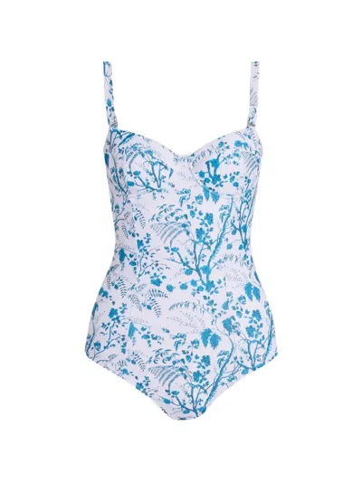 Erdem Botanical-print Swimsuit In Blue