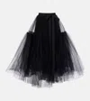 Erdem Grosgrain-trimmed Gathered Tulle Midi Skirt In Black