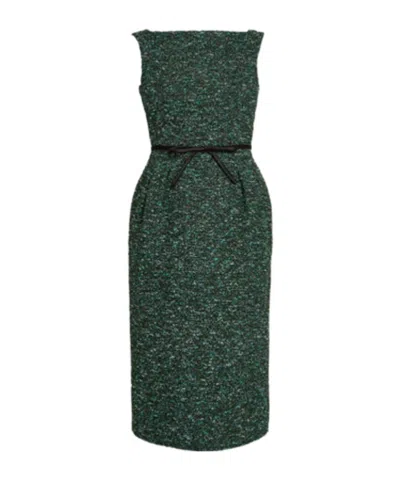 ERDEM TWEED BELTED SLEEVELESS DRESS