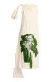 Erdem Bow-draped Cotton-blend Midi Dress In Off-white