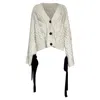 Erdem Boxy Cable Knit Cardigan In White Wool In White