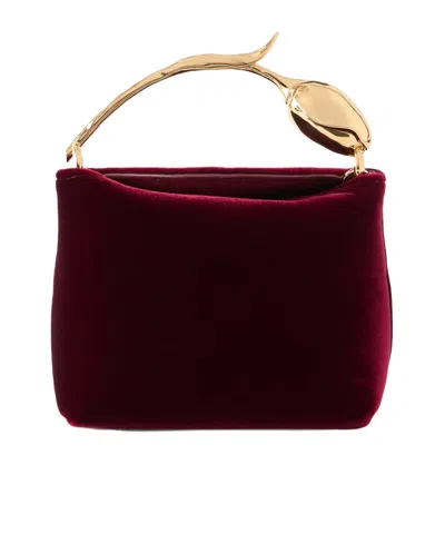 Erdem Burgundy Velvet Handbag In Red