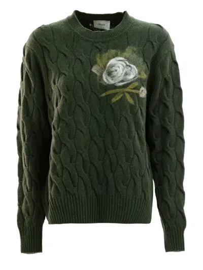 ERDEM CABLE-KNIT ROSE-EMBELLISHED SWEATER