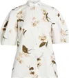 Erdem Camisa Mangas Abullonadas Flor Crudo In White