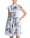 Erdem Pleated Floral-print Cotton-poplin Mini Dress In White