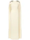 Erdem Embellished Caped Gown In Neutrals